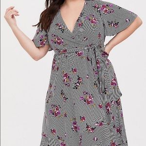 NWT TORRID Floral Stripe Challis Wrap Dress